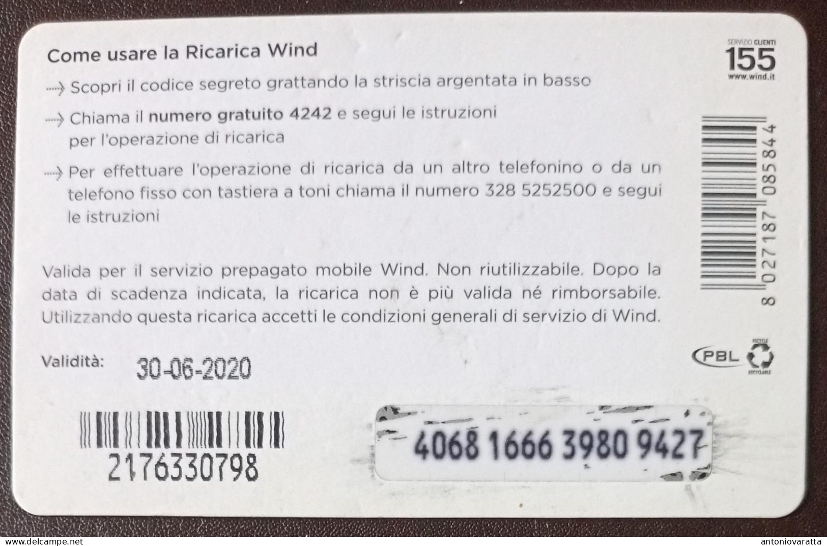 SCH0002 SCHEDE TELEFONICHE - RICARICA WIND - 5 EURO - Öff. Diverse TK