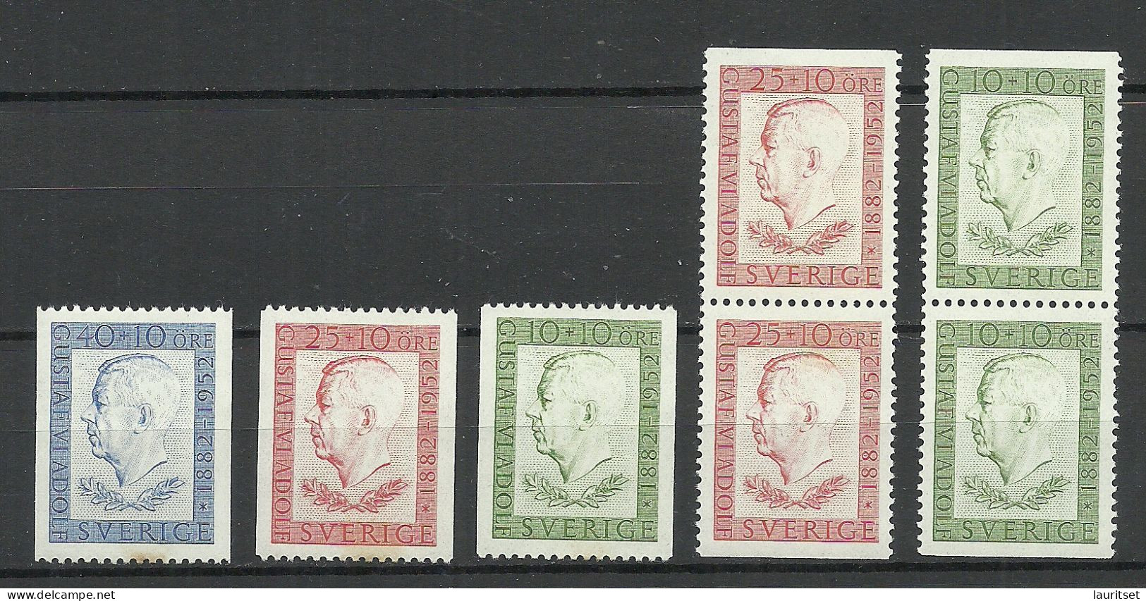 Sweden Schweden 1952 Michel 376 - 378 + Pairs: 376 Do/Du & 377 Do/Du MNH NB! Single Stamps Have Stain Spots! - Unused Stamps