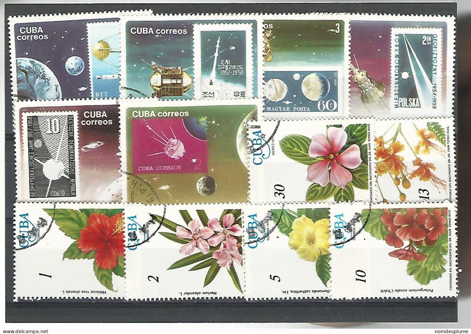 52574 ) Collection Cuba Space Flowers Postmark - Lots & Serien