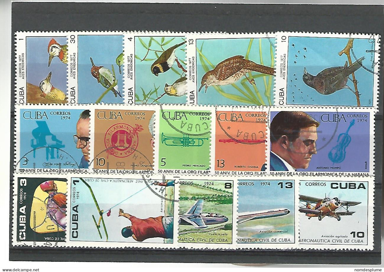 52581 ) Collection Cuba Postmark Birds Musicians Aircraft - Collections, Lots & Series