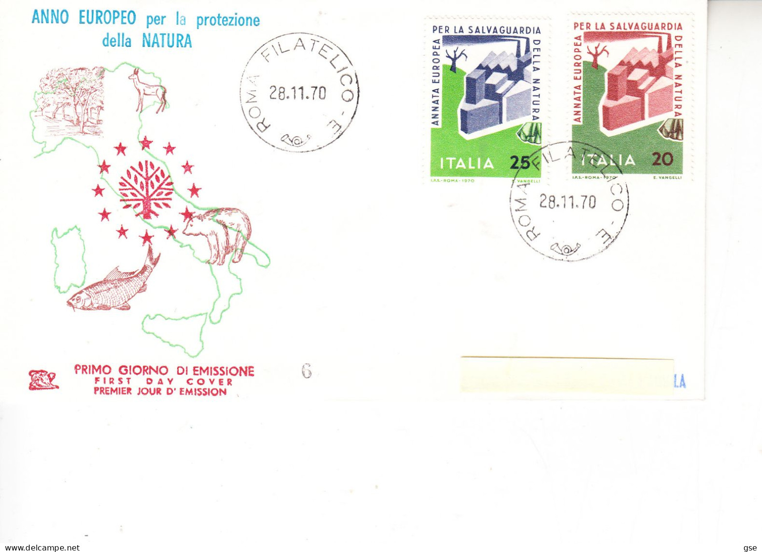 ITALIA  1970 - Sassone  1138/9 - Annullo Speciale   Roma (Anno Europea Salvaguardia Natura) - Protection De L'environnement & Climat