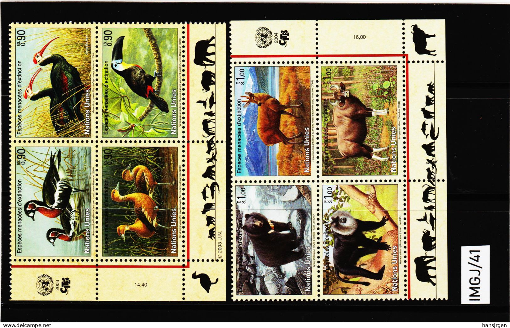 IMGJ/41 UNO GENF 2003/04 MICHL 466/69 + 482/85 VIERERBLÖCKE  Postfrisch ** SIEHE ABBILDUNG - Unused Stamps