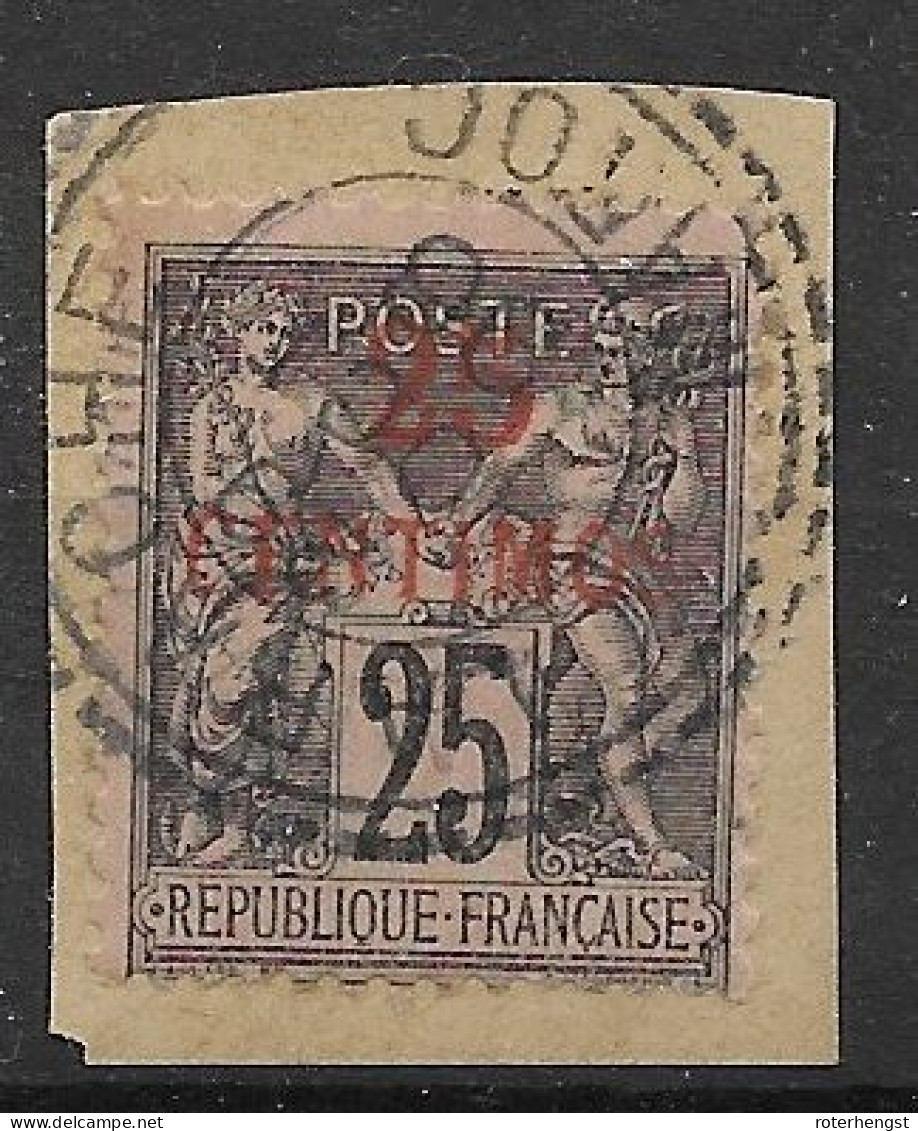 Maroc VFU 25 Euros+ 1891 (red-orange Overprint) On Fragment Good LARACHE Cancel - Gebraucht