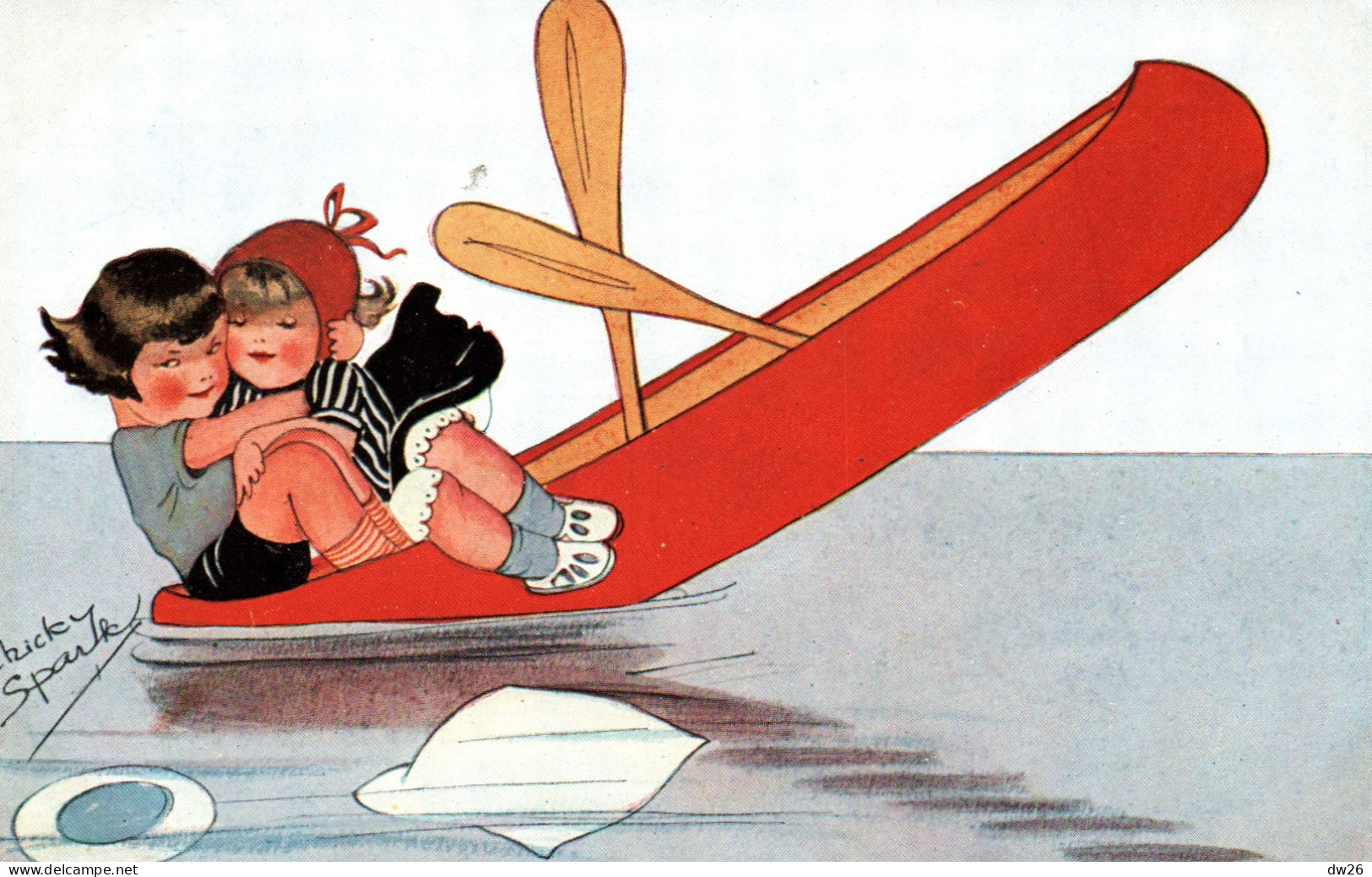 Illustration Chicky Spark: Couple D'enfants Sur Un Canoë - Carte N° 1041 Non Circulée - Spark, Chicky