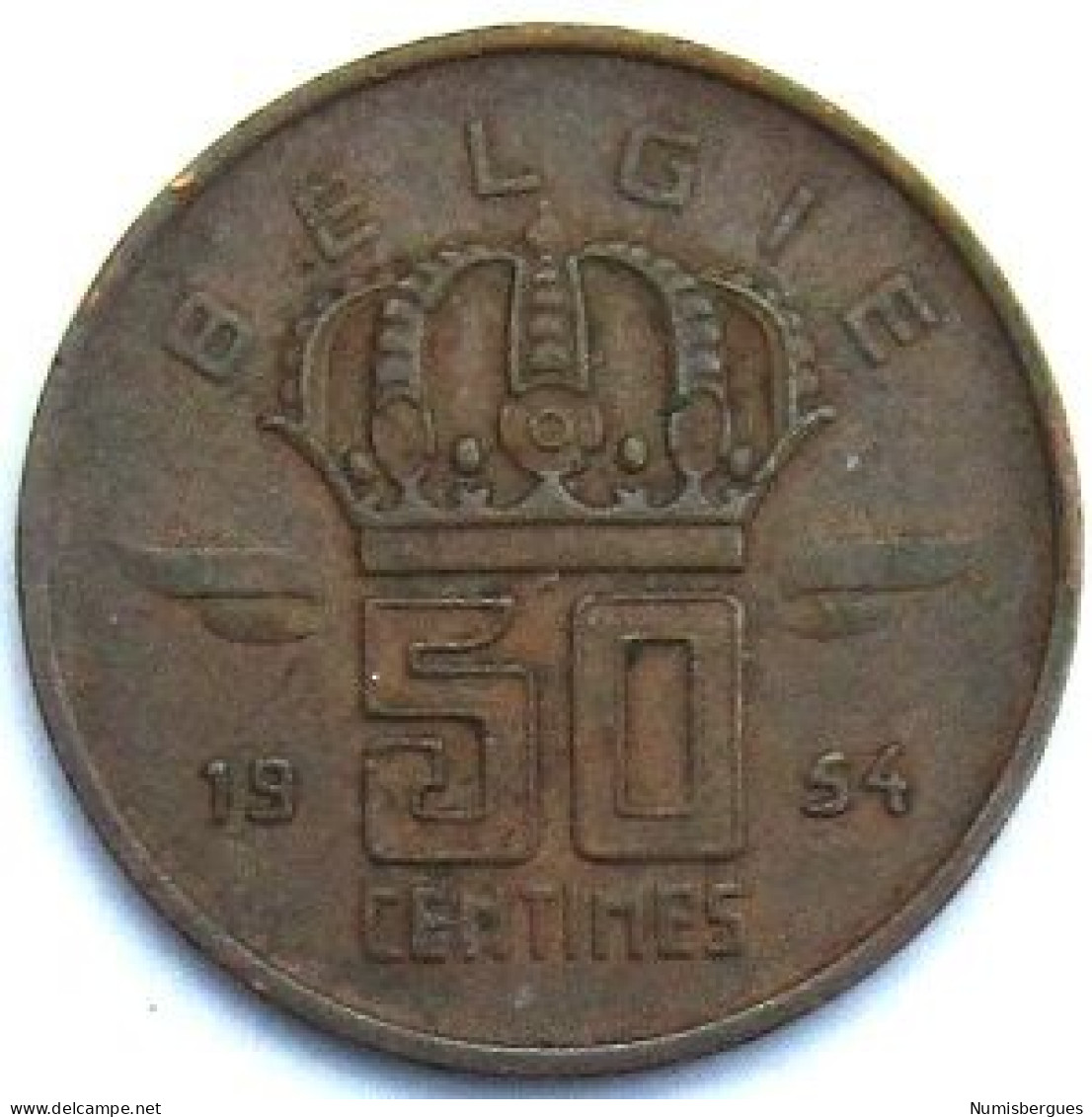 Pièce De Monnaie 50 Centimes 1954 Version  Belgie - 50 Centimes