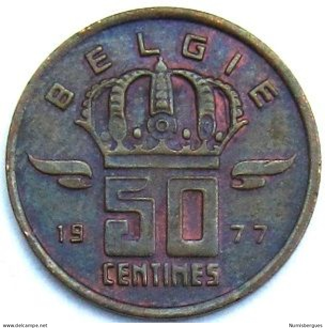 Pièce De Monnaie 50 Centimes 1977 Version  Belgie - 50 Cents
