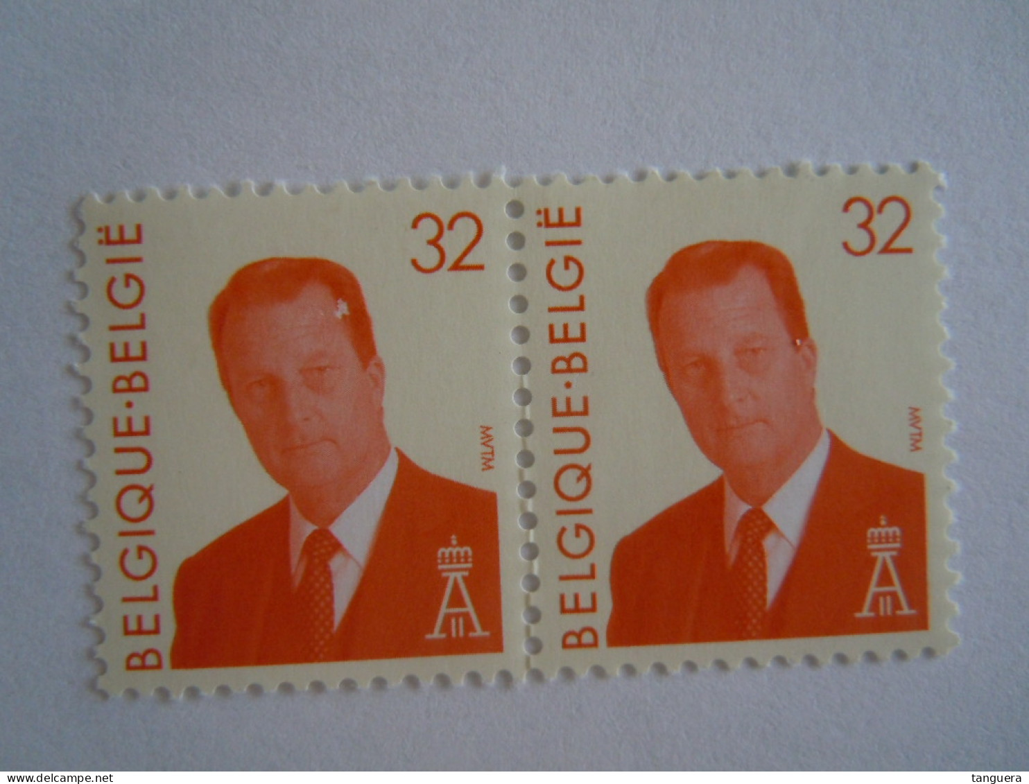 België Belgique 1994 Koning Roi Albert II MVTM 2 X  Gomme Jaunâtre Cob  2537P5b  MNH ** - 1993-2013 Rey Alberto II (MVTM)