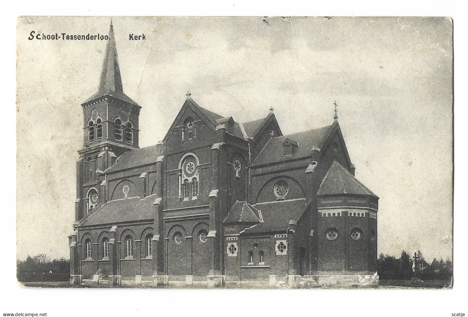 Schoot-Tessenderloo.   -   Kerk    (Licht Kreukje)  -   1909   Naar   Sichem-Lez-Diest - Tessenderlo