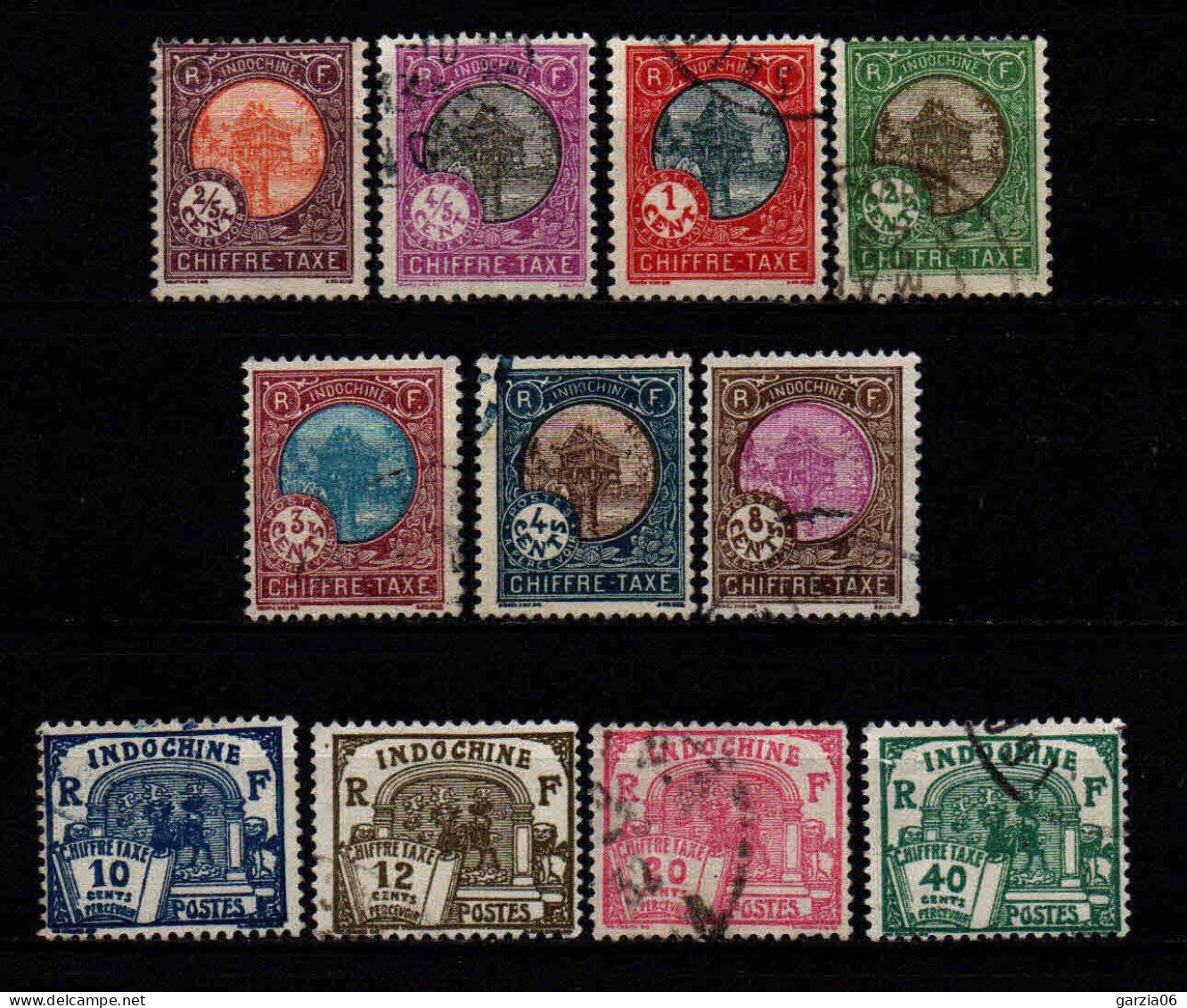 Indochine  - 1927 - Tb Taxe 44 à 55 Sauf 50  - Oblit - Used - Timbres-taxe