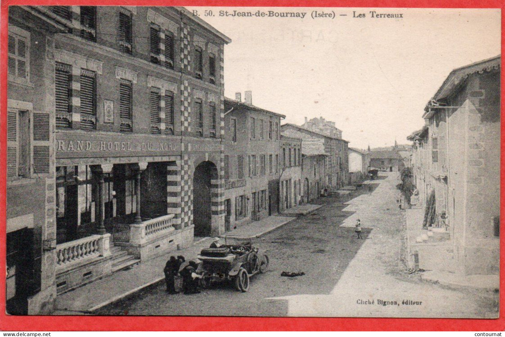 CPA 38 SAINT JEAN DE BOURNAY St Les  Terreaux  ( Grand Hotel Du Nord Voiture - Saint-Jean-de-Bournay