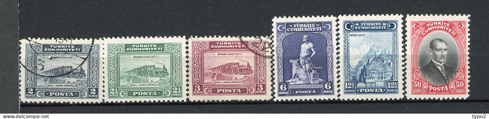 TUR 1929  Yv. N° 744 à 749  */ (o)   Sans Tréma Sur Le Premier U   Cote 160 Euro BE R 2 Scans - Unused Stamps