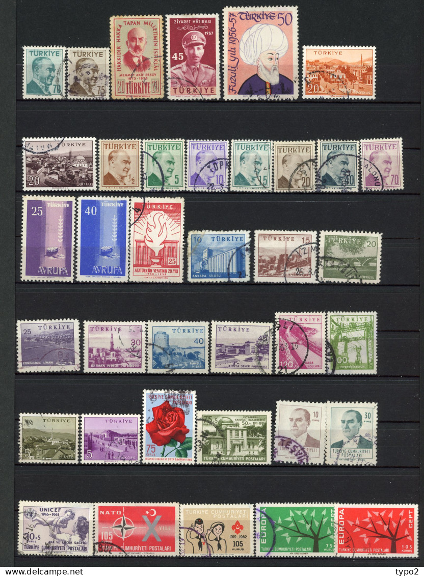 TUR 1931 à 1982  Collection  * (o)   220 Timbres Tous Différents  BE  6 Scans - Lots & Serien