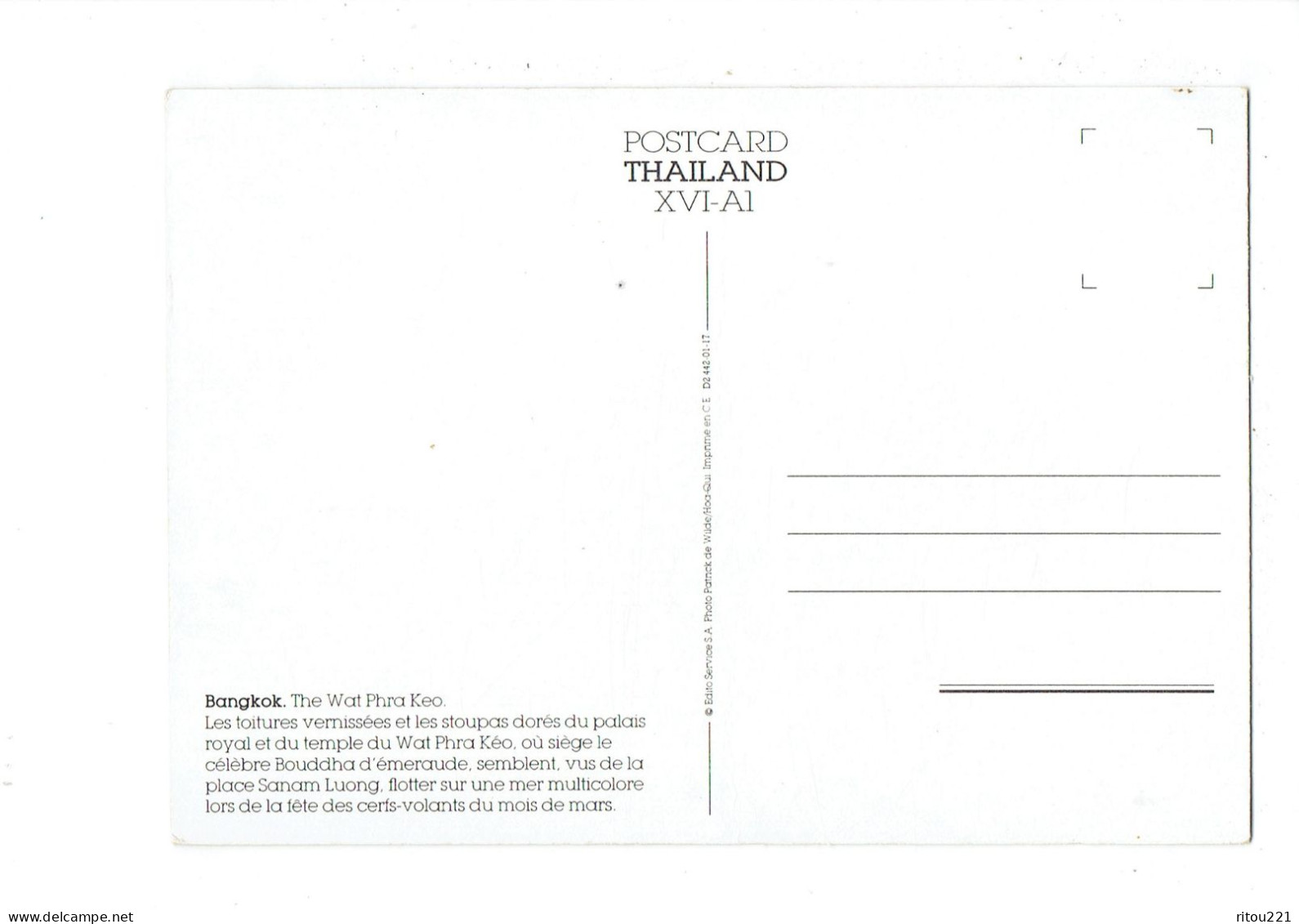 Cpm - Asie > Thaïlande - Bangkok - The Wat Phra Kaeo - Palais Royal - Cef-volant - Thaïlande
