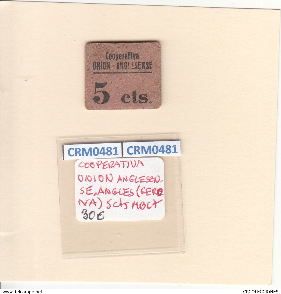 CRM0481 FICHA COOP UNION ANGLESES  5 CTS MBC+ - Autres & Non Classés