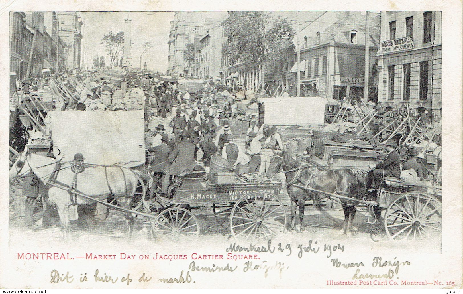 Quebec Montreal Market Day On Jacques Cartier Square  Animation 1904 - Montreal