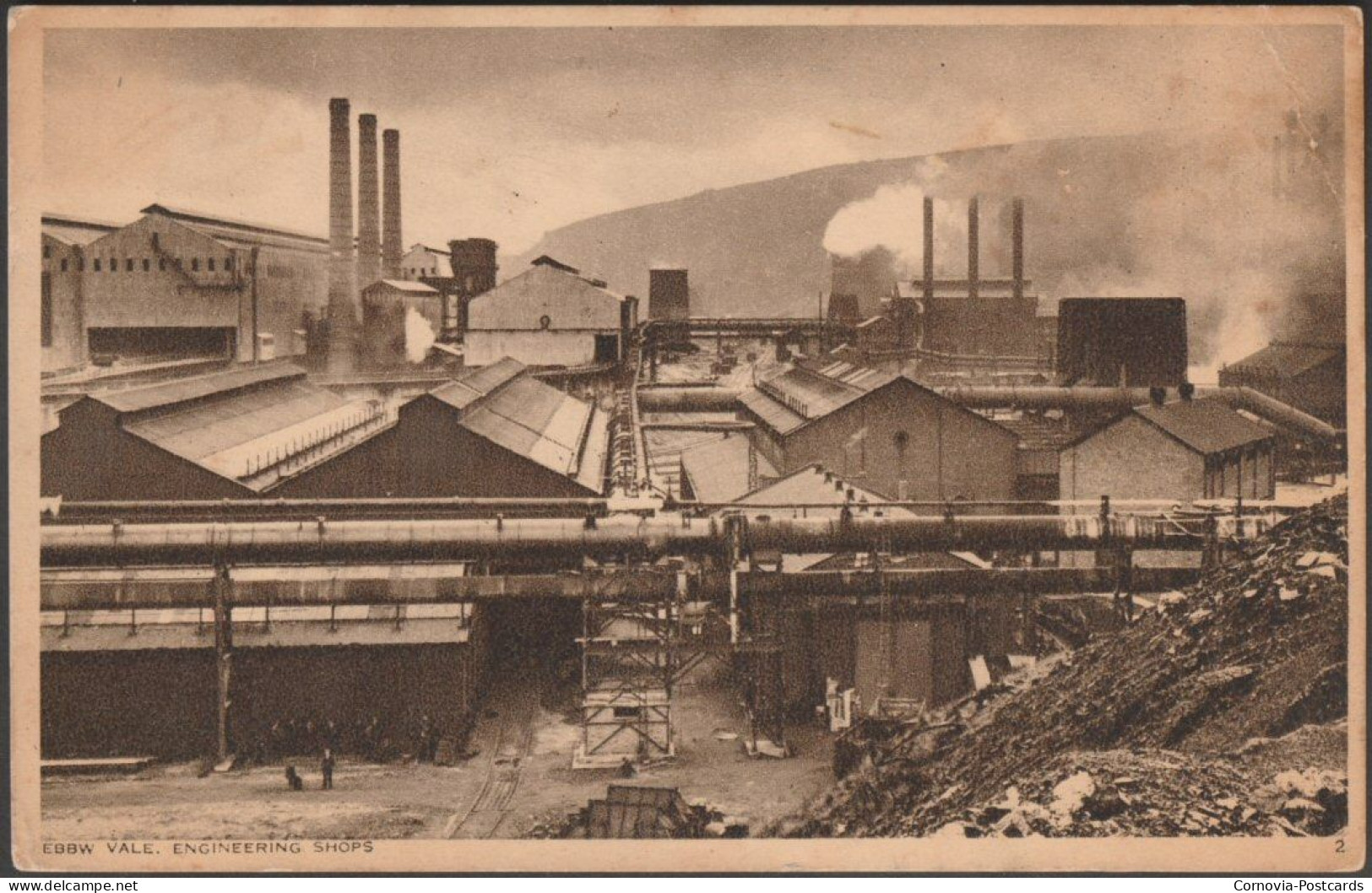 Engineering Shops, Ebbw Vale, Monmouthshire, 1944 - Photochrom Postcard - Monmouthshire