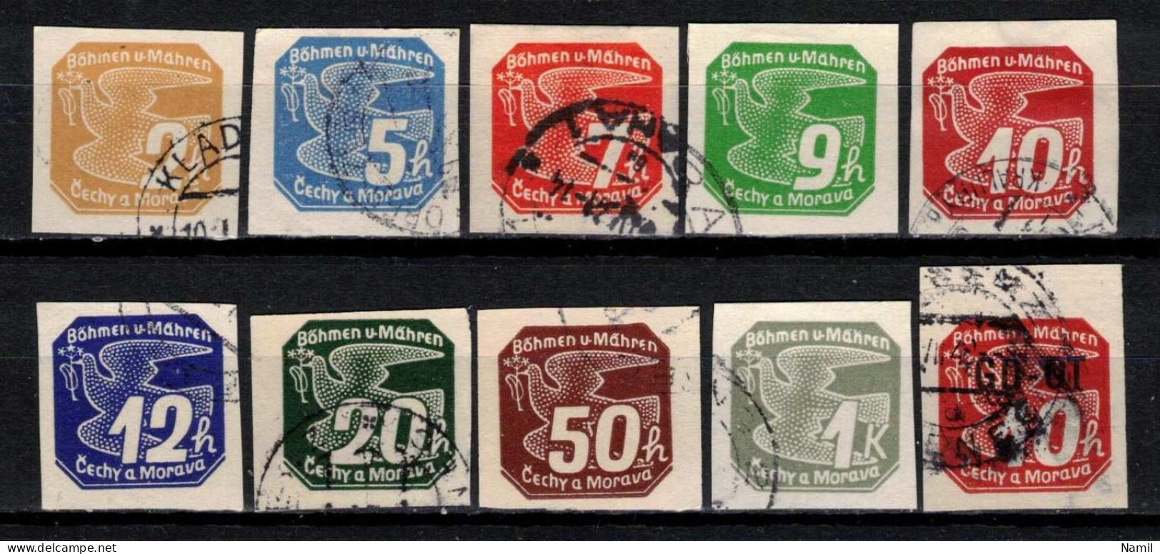 Boheme Et Moravie 1939 Mi 42-51 (Yv TPJ 1-10), Obliteré - Used Stamps