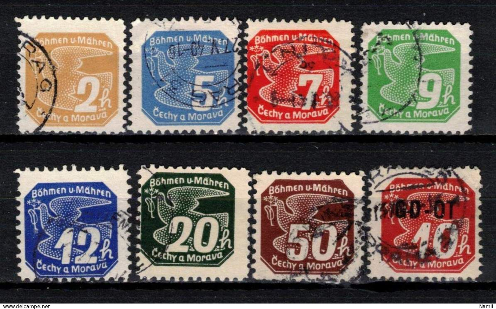 Boheme Et Moravie 1939 Mi 42 Ex (Yv TPJ 1 Ex), Obliteré, Lot Avec Timbres Dentelé - Used Stamps