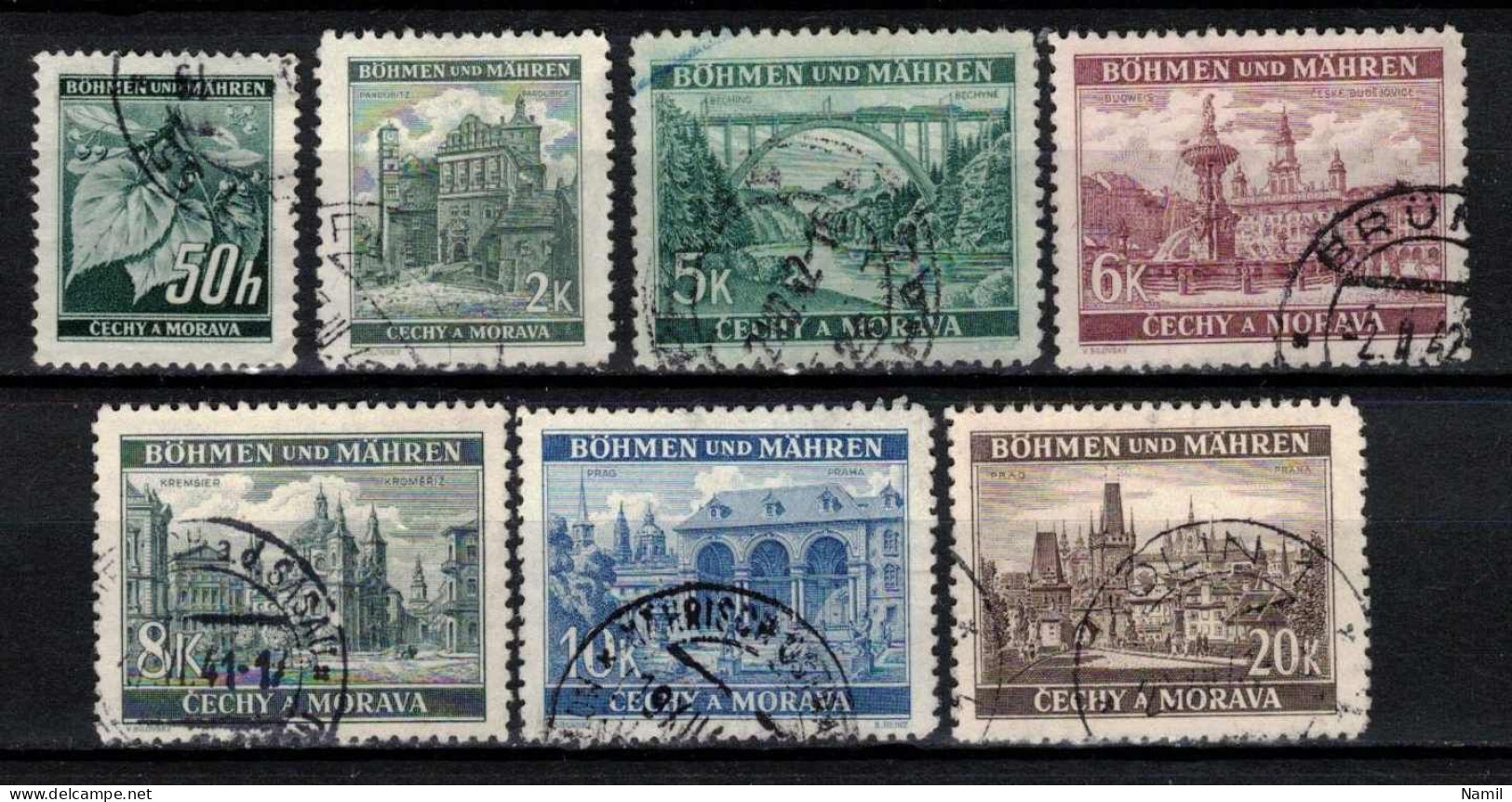 Boheme Et Moravie 1940 Mi 55-61 (Yv 43+56-60), Obliteré, - Used Stamps