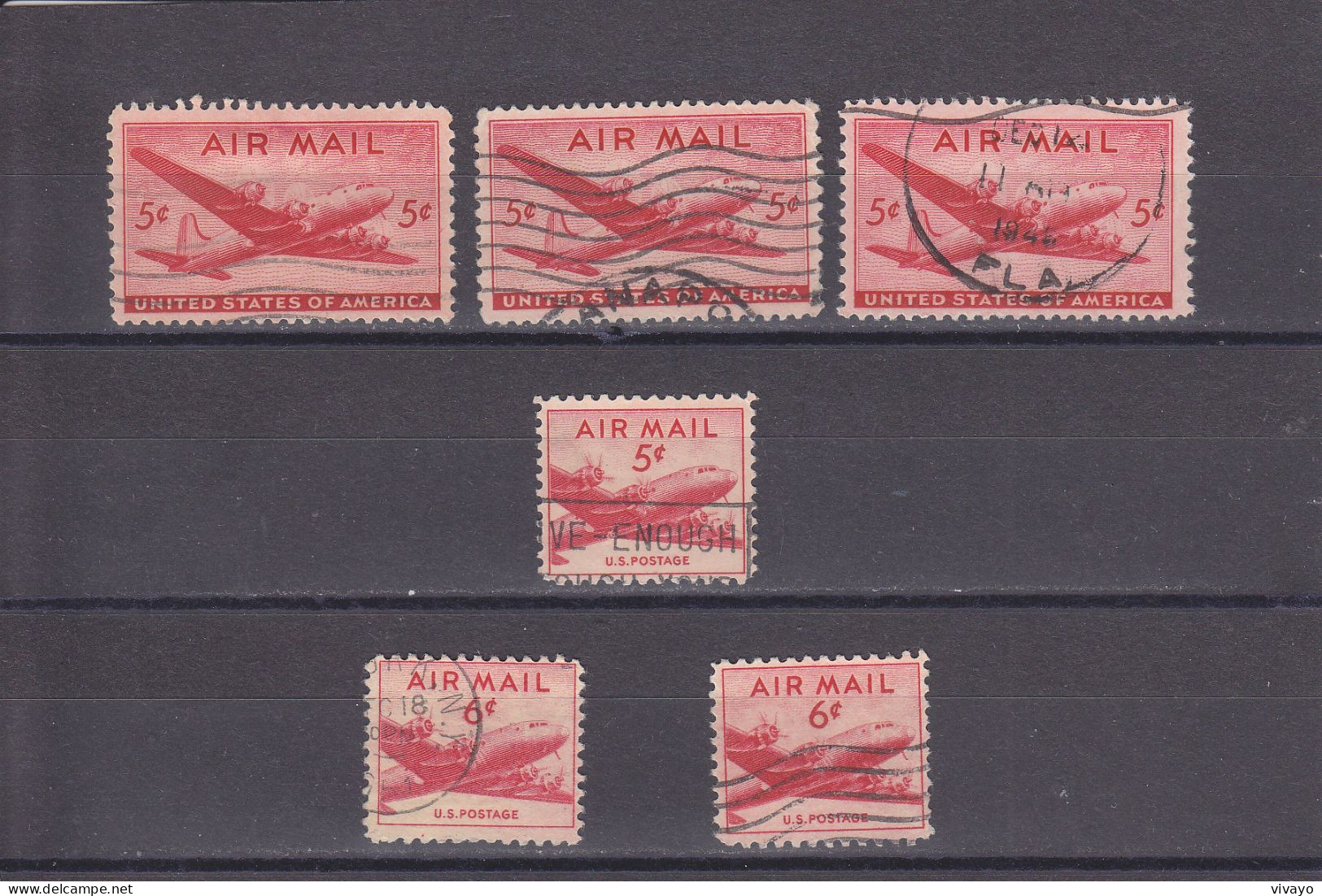 U S A -  O/ FINE CANCELLED - AIRMAIL - 1946/1947 - DC 4 SKYMASTER - Mi. 549, 552/553 - 2a. 1941-1960 Usados