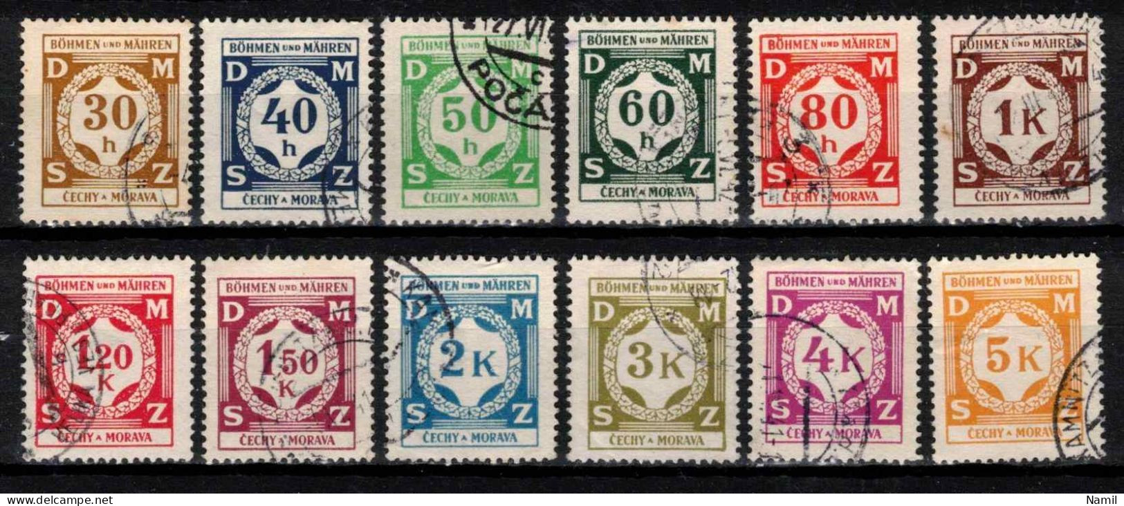 Boheme Et Moravie 1941 Mi D 1-12 (Yv TS 1-12), Obliteré, - Used Stamps