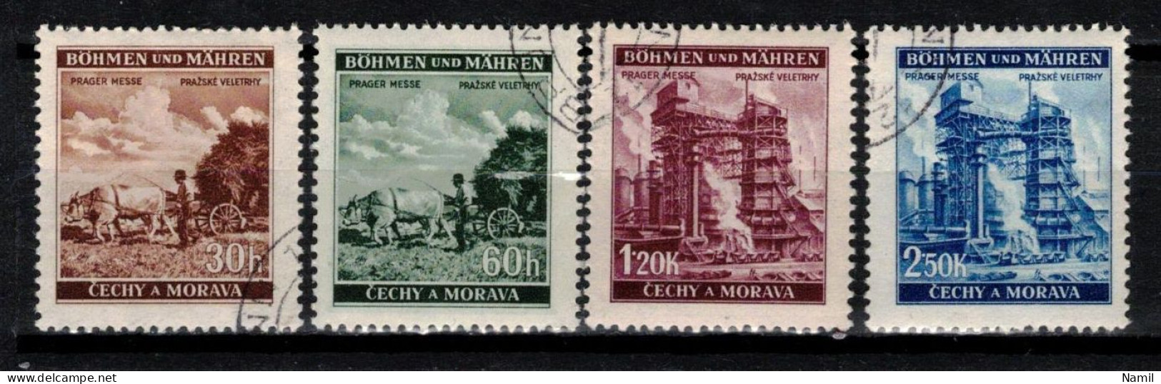 Boheme Et Moravie 1941 Mi 75-8 (Yv 65-8), Obliteré, - Used Stamps