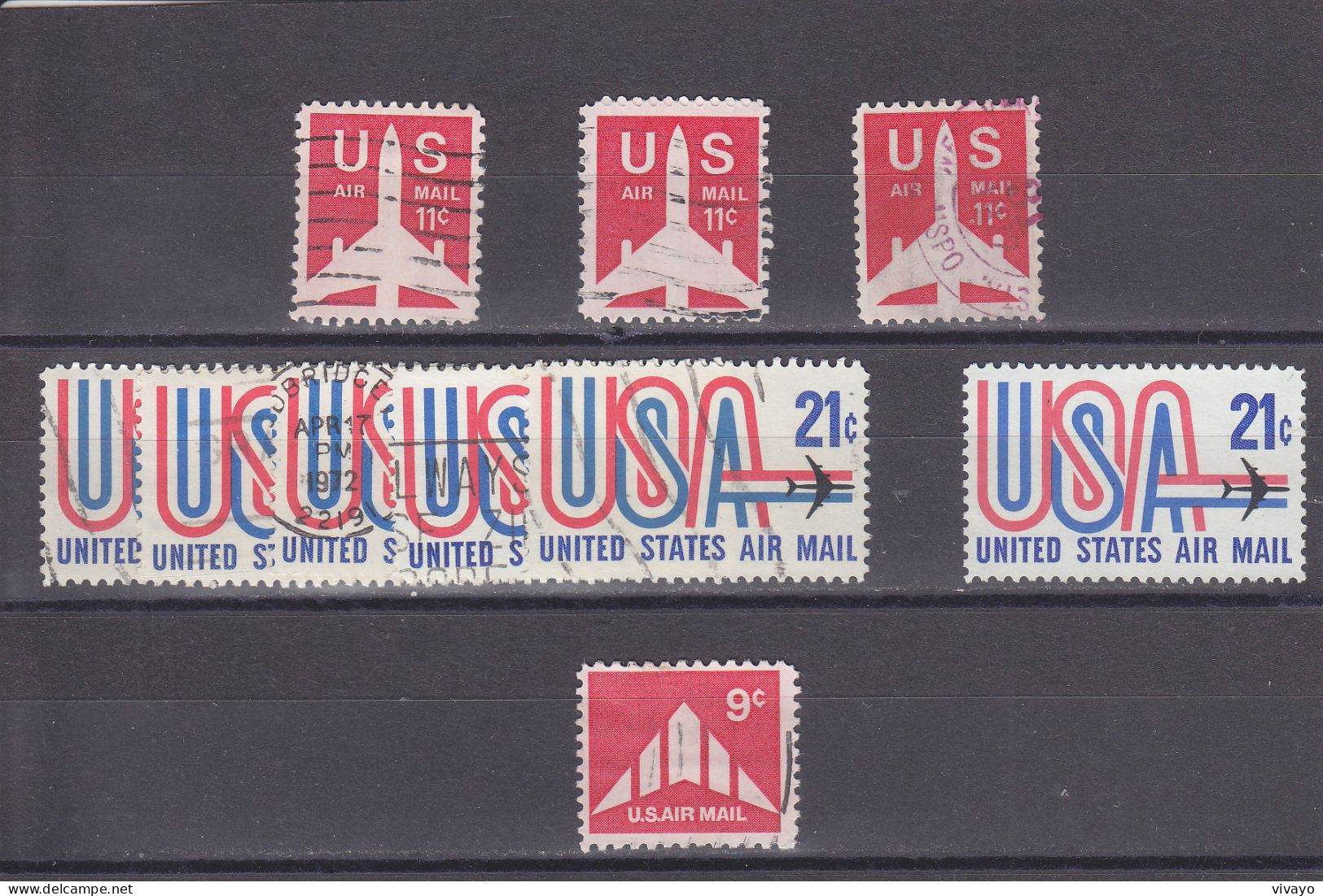 U S A -  O/ FINE CANCELLED - AIRMAIL - 1971 - JET, DELTA - Mi. 1029A, 1035, 1036 - 3a. 1961-… Gebraucht