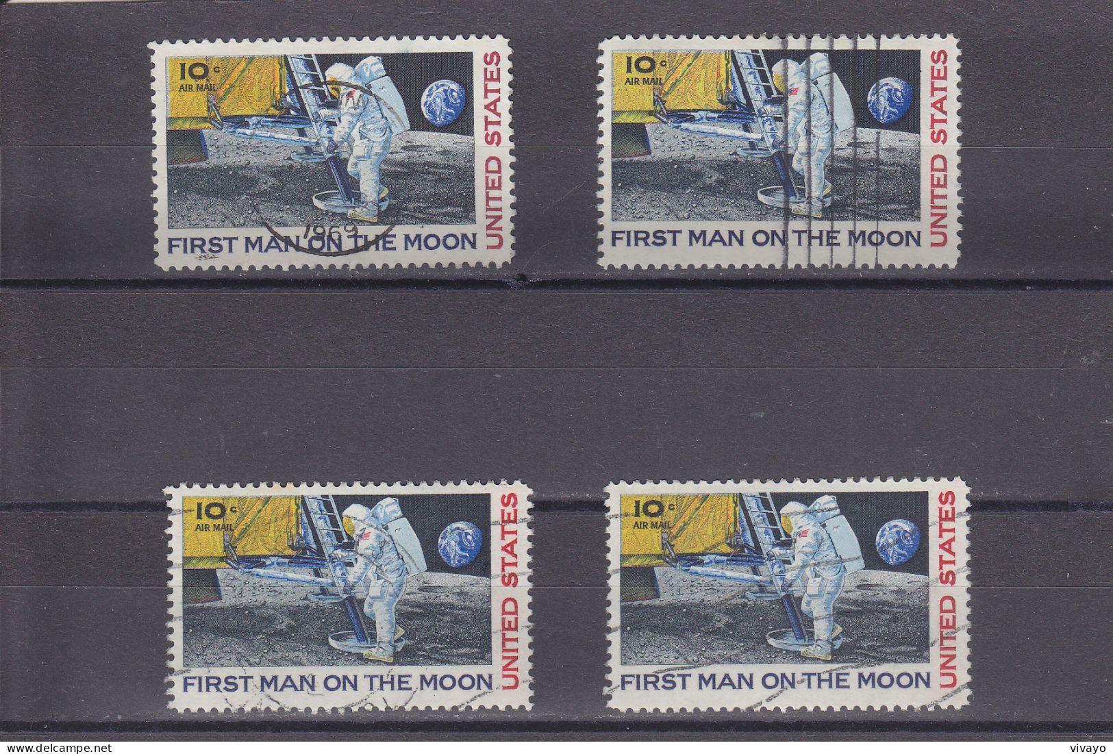 U S A -  O/ FINE CANCELLED - AIRMAIL - 1969 - FIRST MAN ON THE MOON - Mi. 990 (x4) - 3a. 1961-… Afgestempeld