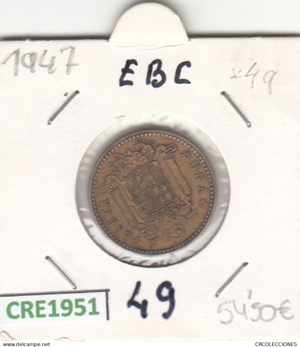 CRE1951 MONEDA ESPAÑA 1 PESETA 1949 ESTRELLA 49 EBC - 1 Peseta