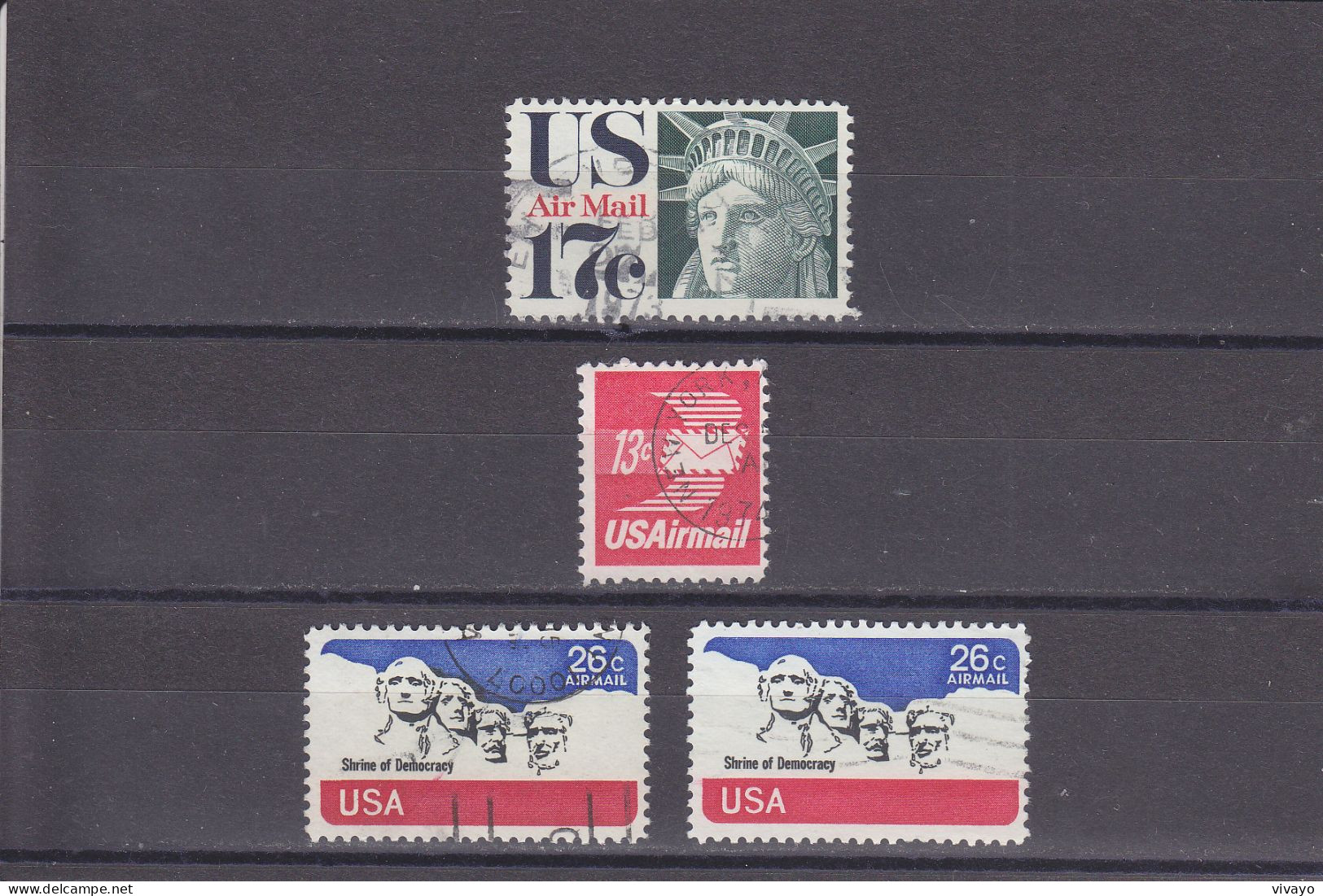 U S A -  O/ FINE CANCELLED - AIRMAIL - 1971/1973/1974 - STATUE OF LIBERTY, AIRMAIL LETTER, MEMORIAL,  Mi. 1044,1125,1128 - 3a. 1961-… Used