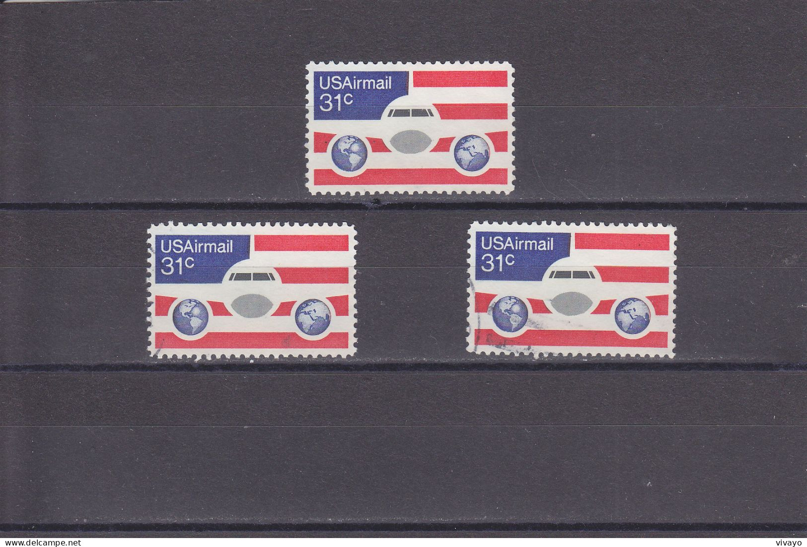 U S A -  O/ FINE CANCELLED - AIRMAIL - 1976- JET & EARTH GLOBE - Mi. 1021 - 3a. 1961-… Gebraucht