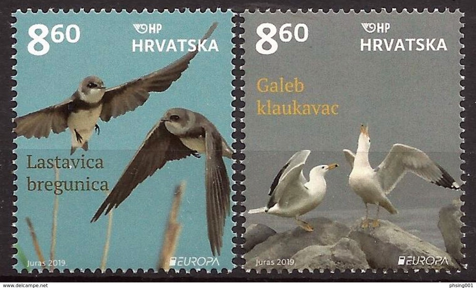 Croatia 2019 Europa CEPT National Birds Seagull Swallow Fauna, Set MNH - 2019