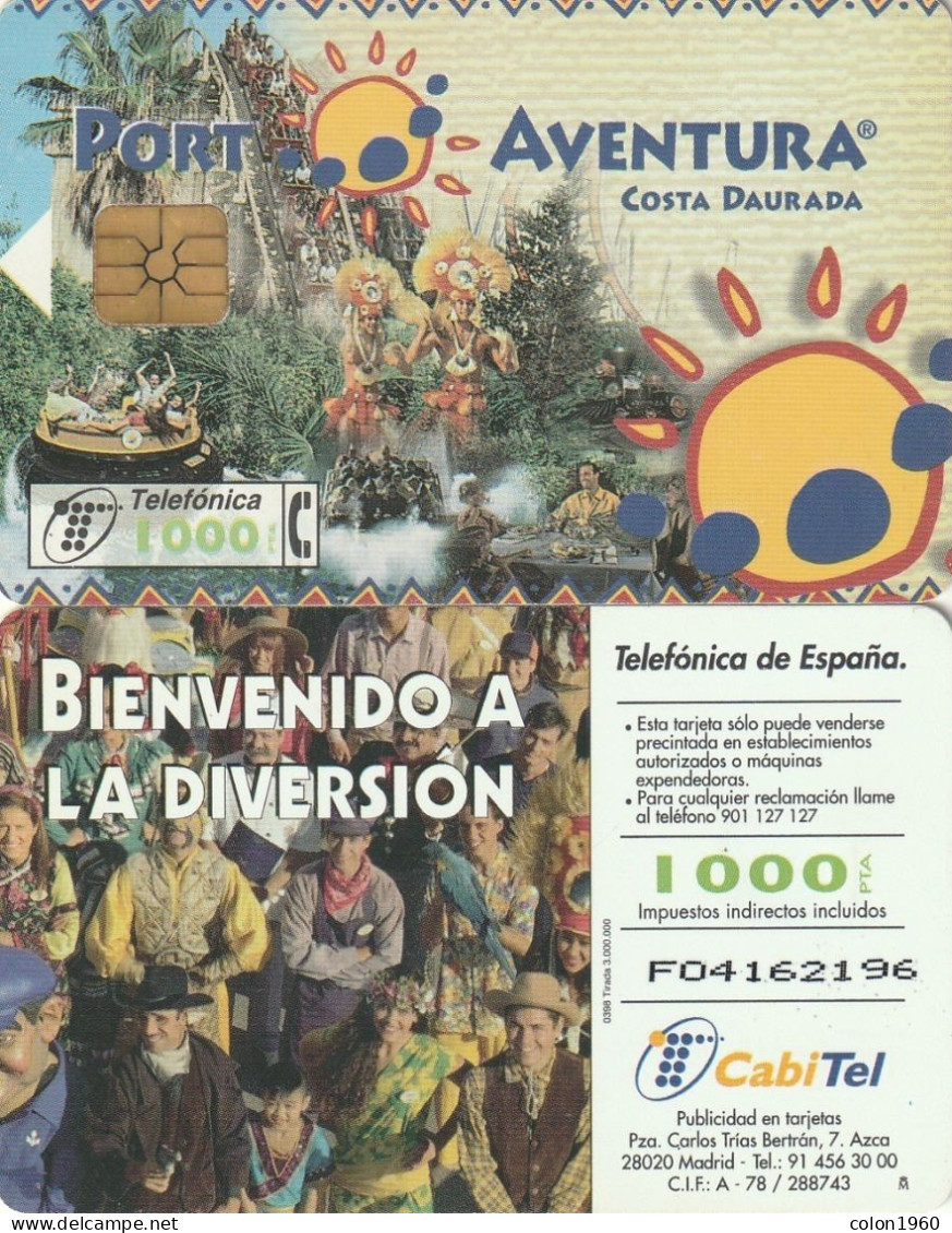 ESPAÑA. CP-116. Port Aventura. 1000 PTAS. 03-1998. CÓDIGO 1 CON LINEA. (280). - Commemorative Advertisment