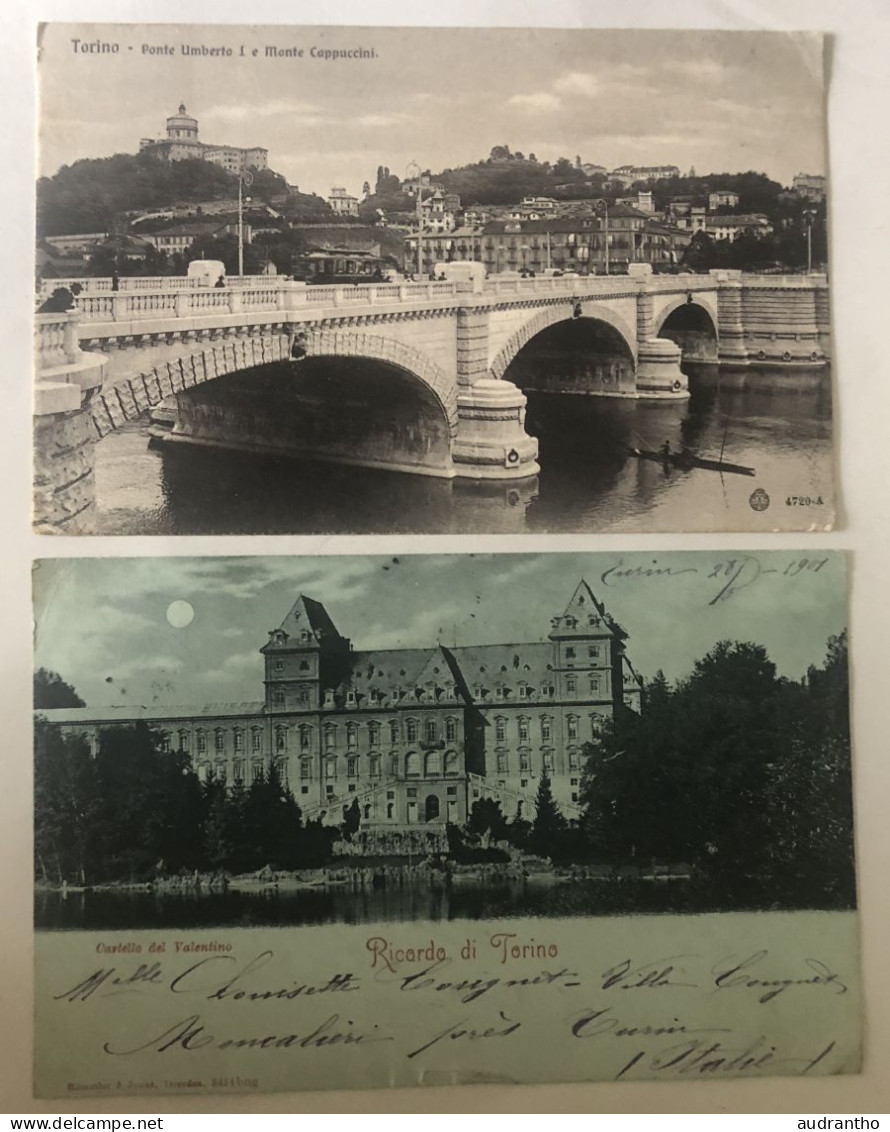 2 CPA Dont 1 Précurseur 1901 - TORINO - TURIN - Castello Del Valentino - Ponte Umberto - Simone De Thoré Mantes - Sammlungen & Lose