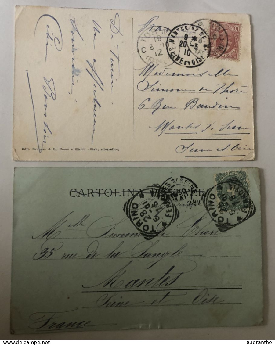 2 CPA Dont 1 Précurseur 1901 - TORINO - TURIN - Castello Del Valentino - Ponte Umberto - Simone De Thoré Mantes - Colecciones & Lotes