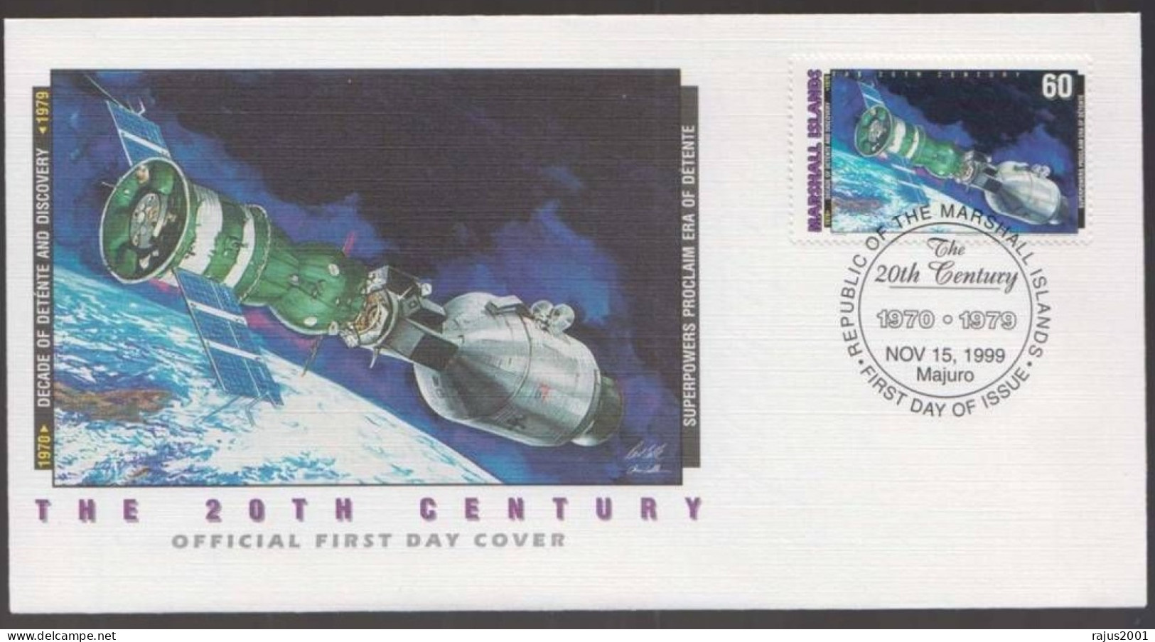 APOLLO-SOYUZ Link Up, First Joint Space Flight Between US And USSR, Satellite, Earth, Astronomy, Marshall FDC - Oceanië