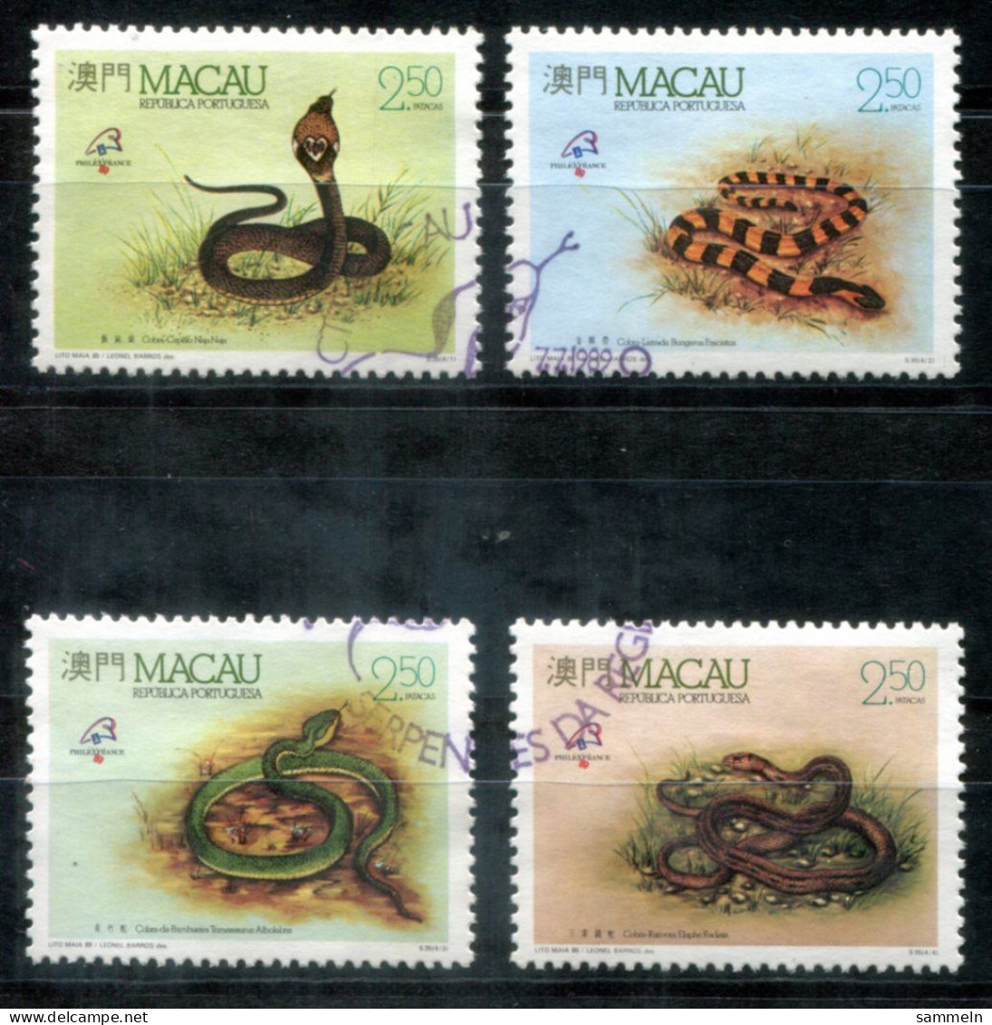 MACAO 620-623 Canc. - Schlangen, Snakes, Serpents - MACAU - Gebraucht