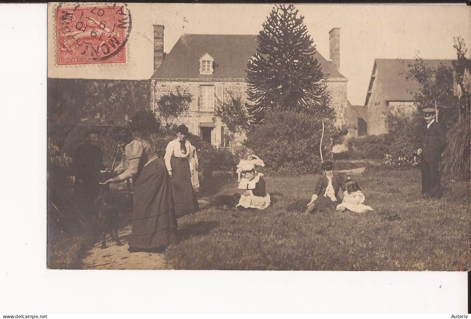 53 France Carte Photo Elegantes Posté De Montaudin Mayenne Chevre Goat - Mayenne