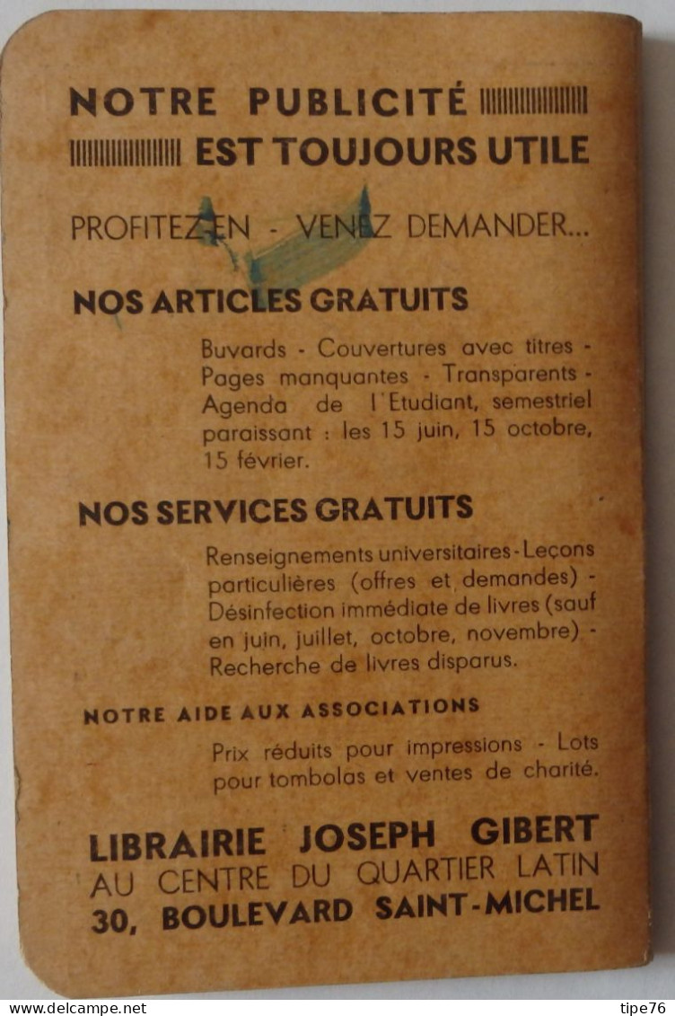 Agenda De L'étudiant Droit Sciences Politiques 2e Semestre  1938 1939 - Année Sainte Rome 1950 - Formato Piccolo : 1921-40