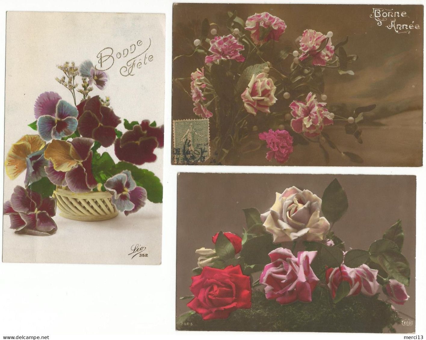 Lot De 7 CPA Fantaisies, Bouquets De Fleurs. - Collections & Lots