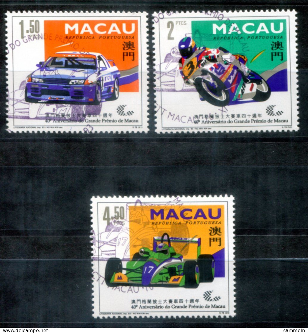 MACAO 743-745 Canc. - Grand Prix, Auto, Motorrad, Formel-1, Car, Motorbikem, Formula-1, Voiture - MACAU - Used Stamps