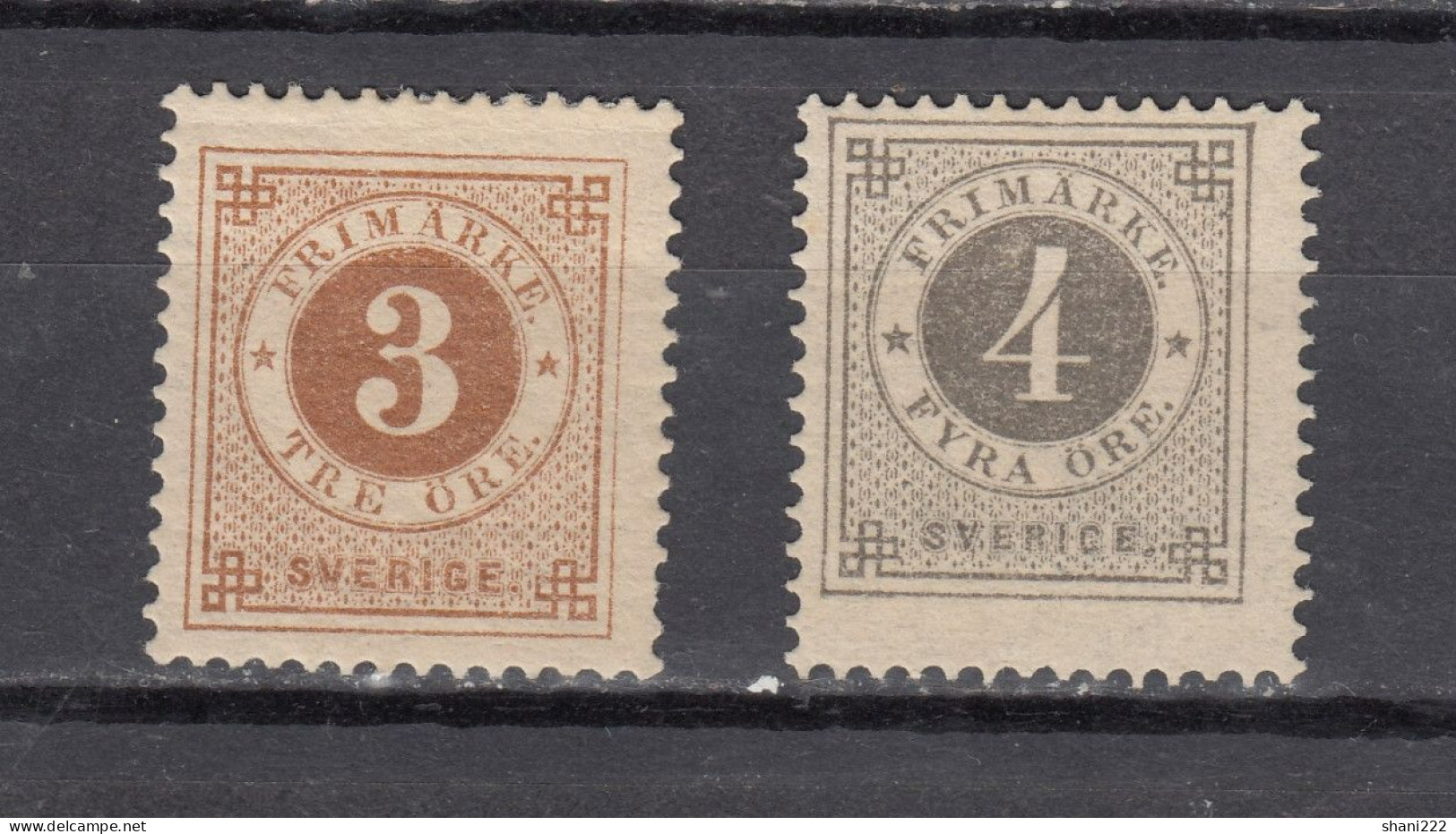 Sweden 1886 13, 4 Ore MH, With Blue Posthorn (73-297) - Nuovi