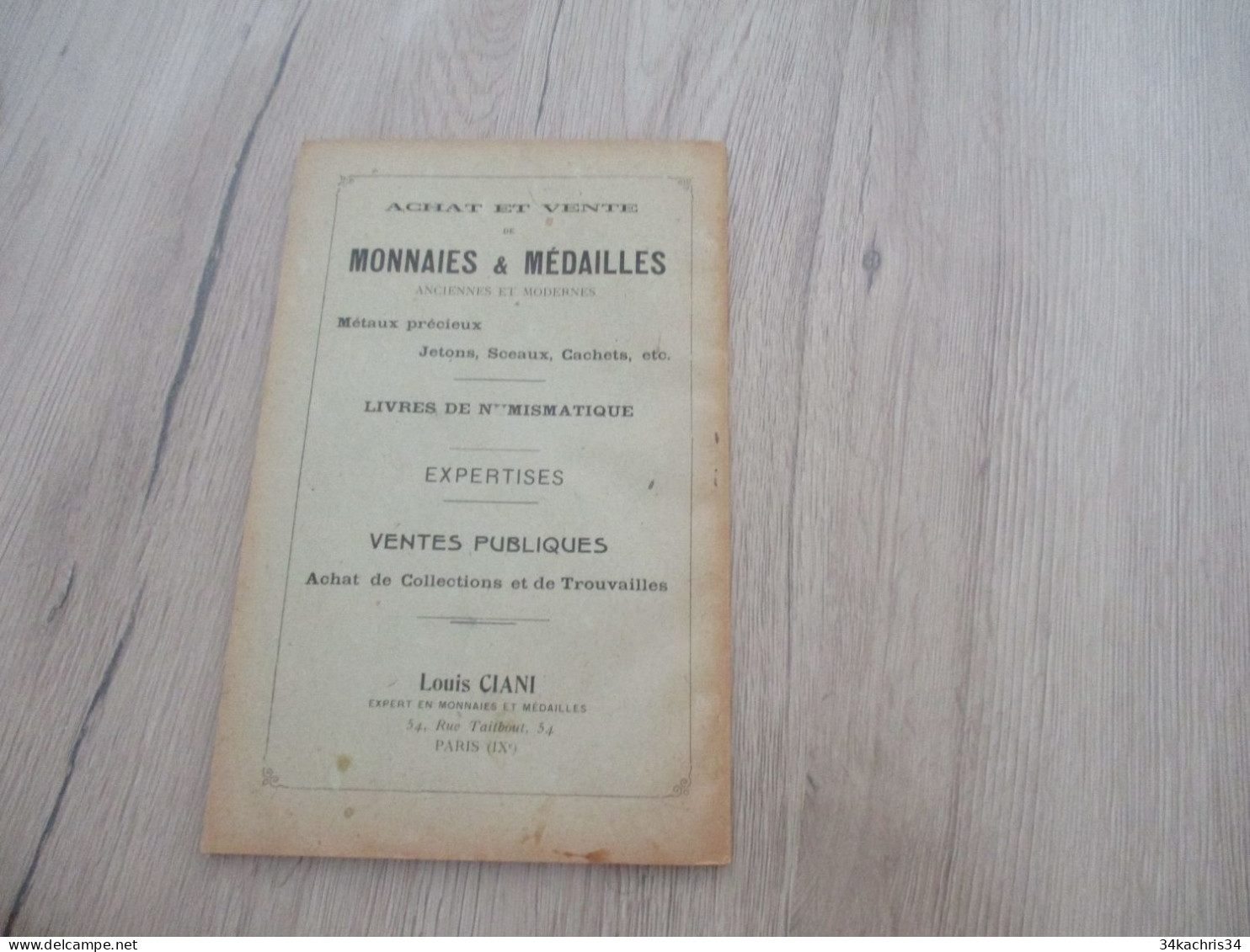 N7 Catalogue Illustré De Vente Des Monnaies Allemandes De La Guerre 1916/1919 L.Ciani Couverture Manquante? - Livres & Logiciels