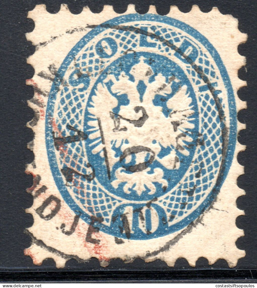 1784. AUSTRIA, ROMANIA .1864 LOMBARDY-VENETIA 10 SLD #23 KUSTENDJE POSTMARK, CORNER FAULT - Marcophilie