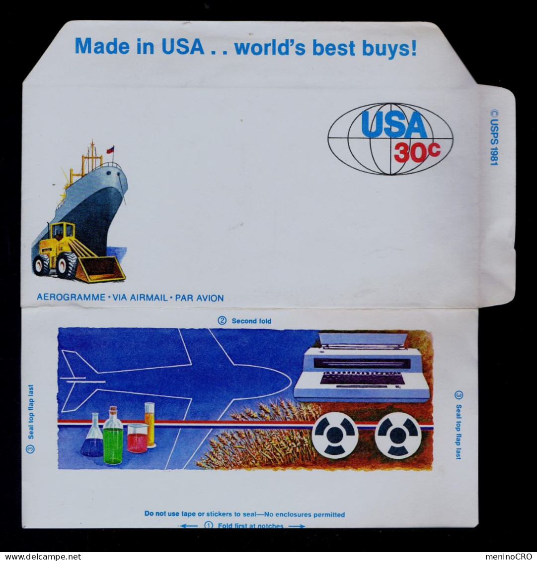 Gc7937 USA "made In US ... World's Best Buys ! Aérogramme Transports Ships Office Machines Corn Cereals Chimie Chemical - Usines & Industries