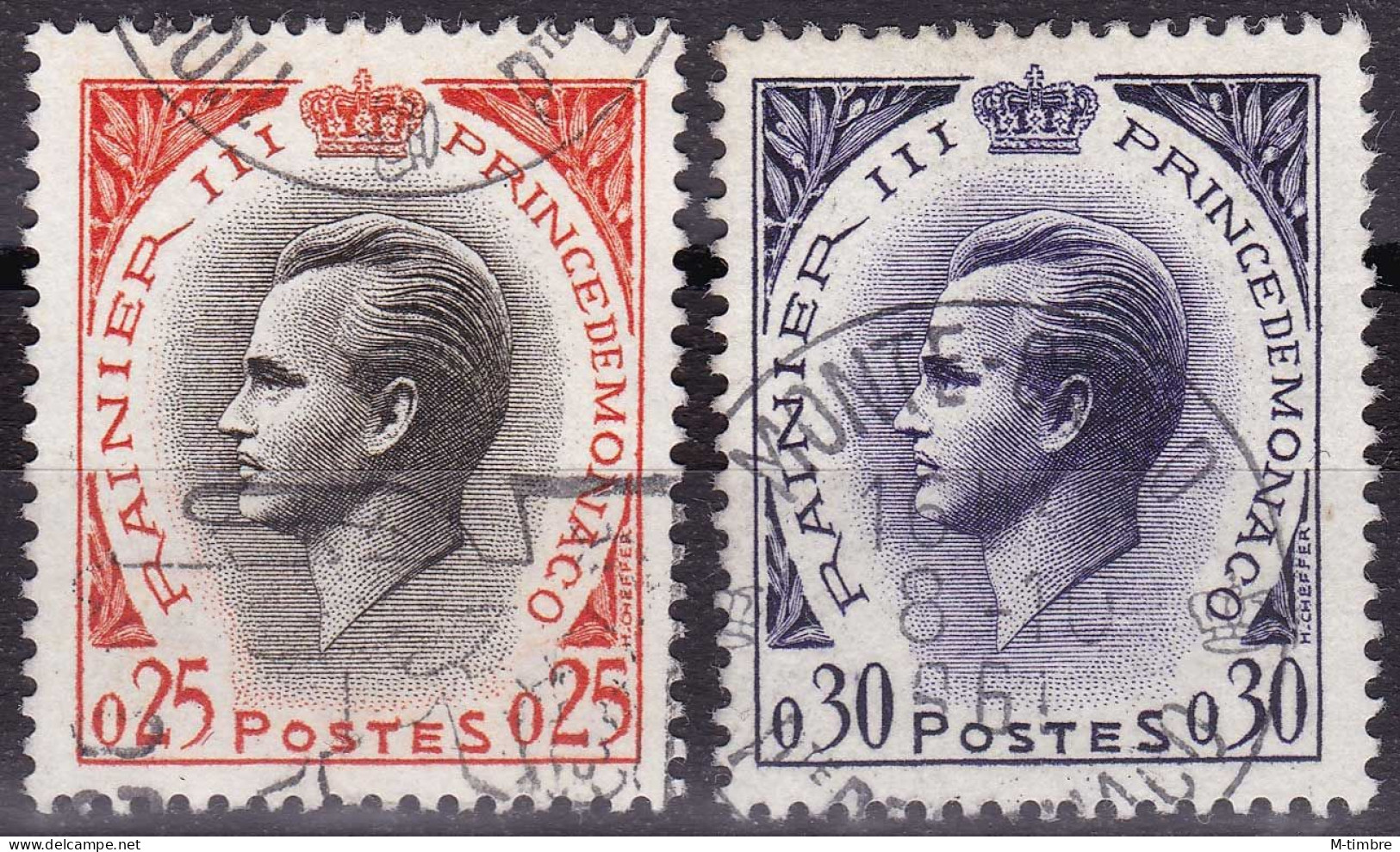 Monaco YT 544-545 Mi 657-658 Année 1960 (Used °) Prince - Couronne - Oblitérés