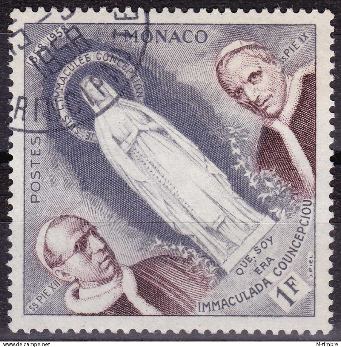 Monaco YT 492 Mi 590 Année 1958 (Used °) Pape - Religion - Oblitérés