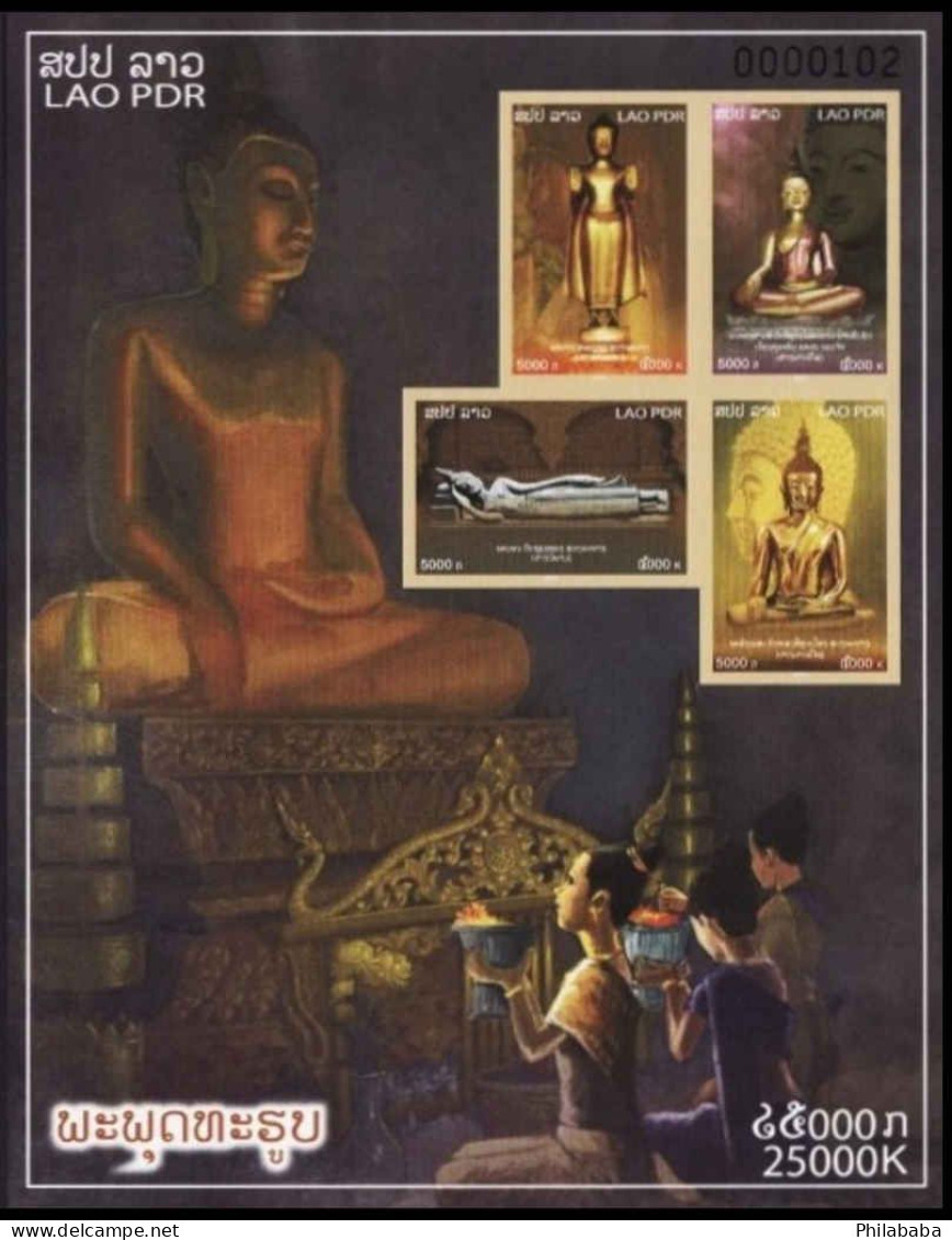 LAOS 2014 - YT BF 212a ; Mi Block 246B ; Sc 1890a MNH Buddha Statues - Laos