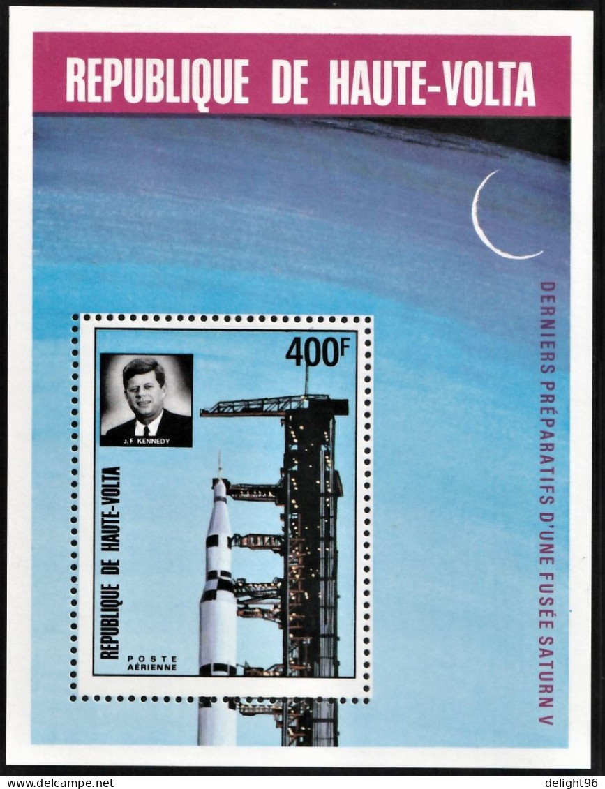 1973 Upper Volta 10th Death Anniversary Of John F. Kennedy: NASA Spacecraft Launchers Set And SS  (** / MNH / UMM) - Afrika