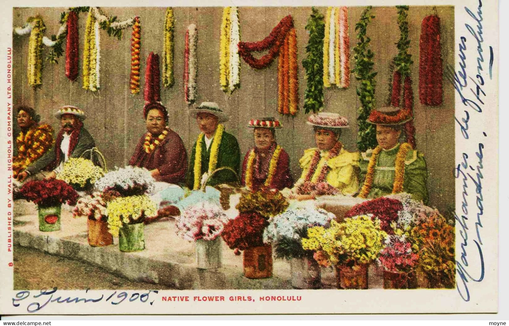 11347 - Amérique - Etats Unis - HAWAII     NATIVE  FLOWERS  GIRLS  HONOLULU   En  1905 - Honolulu